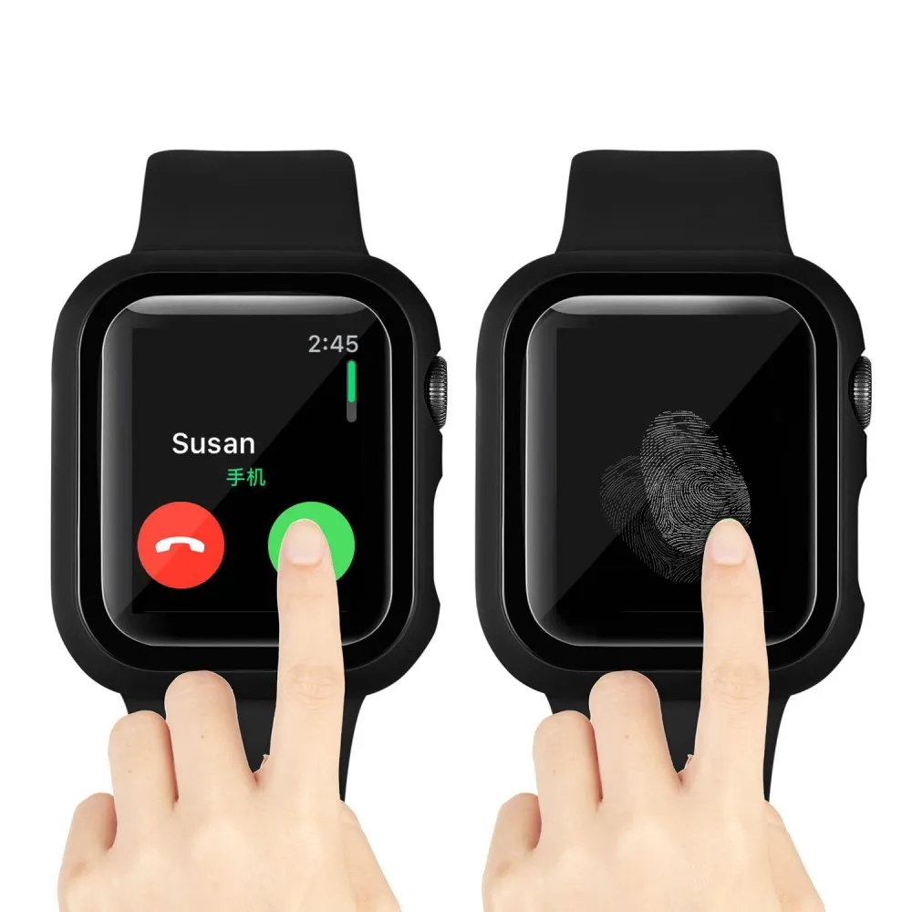 Для Apple Watch iWatch чехол Крышка из закаленного стекла пленка для экрана для Apple Watch 2 3 4 Чехол 40 мм 44 мм 38 42 мм защитная оболочка для экрана