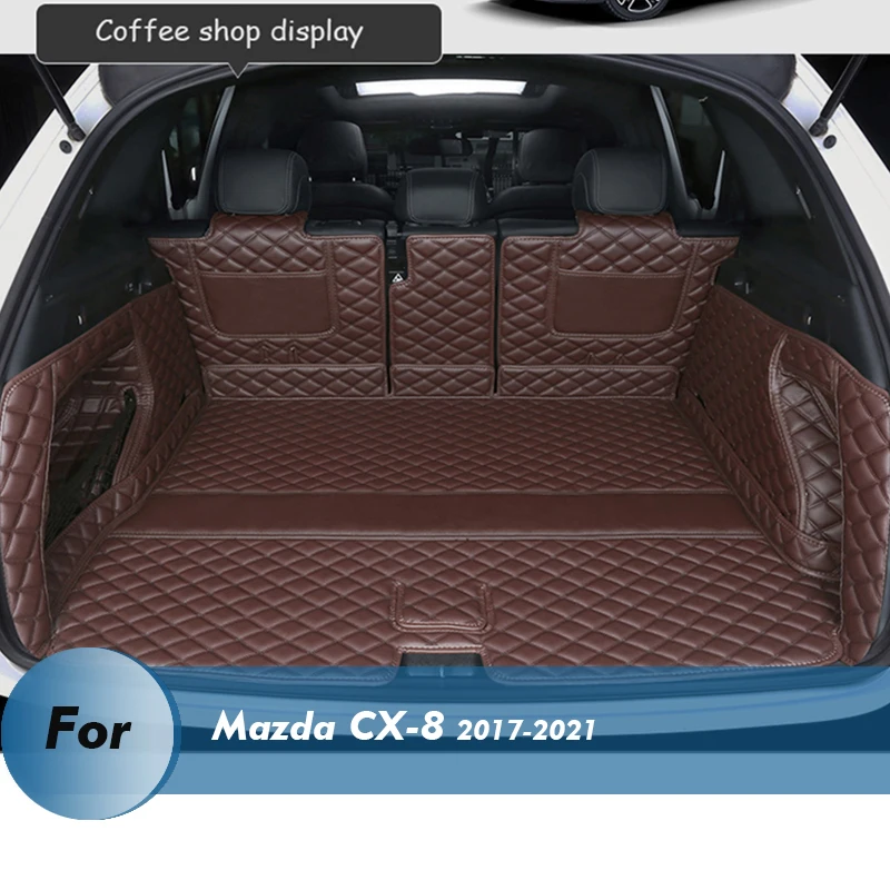Nur untere matte Custom Leder Auto Stamm Matten Für Mazda CX-8 2017-2021  7-Sitz Hinten Stamm Boden mat Tray Teppich Schlamm - AliExpress