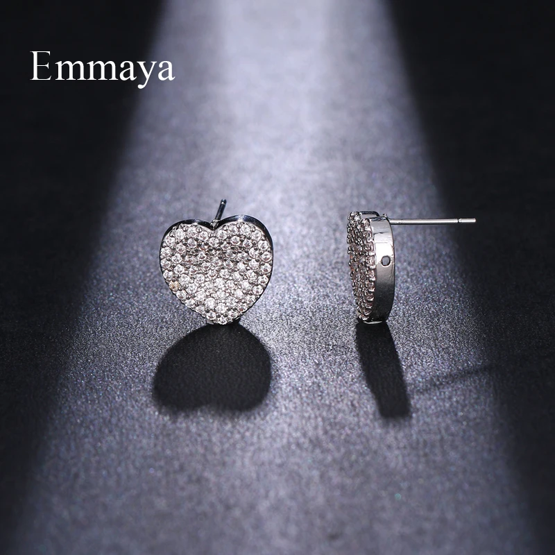 Emmaya, классические посеребренные Элегантные серьги в форме сердца, кубический Ziron для женщин, подарок для друзей