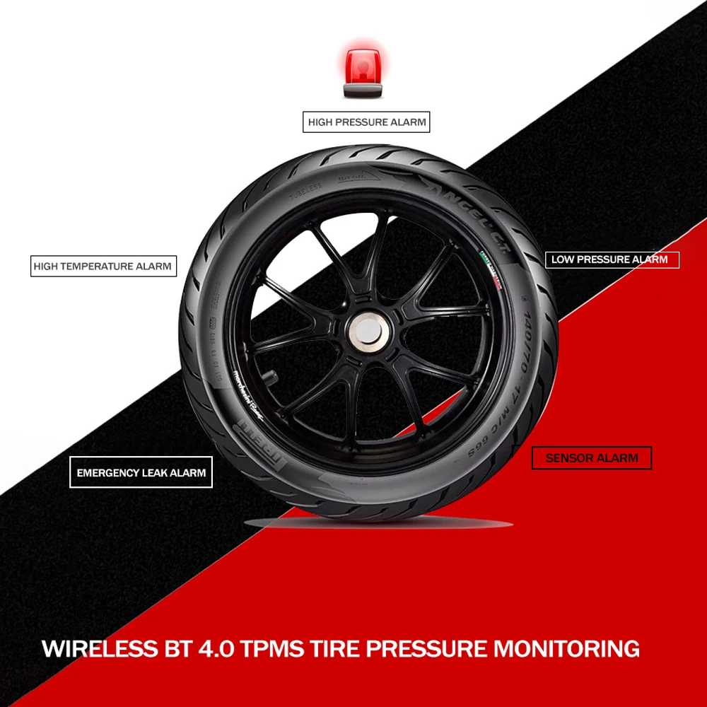 Беспроводная система мониторинга давления в шинах BT 4,0 TPMS, комплект, мобильный телефон с низким энергопотреблением, приложение для обнаружения давления в шинах мотоцикла