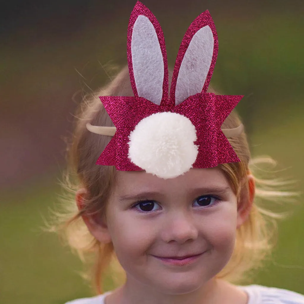 Baby plush rabbit ear hair ring hair accessory Baby Toddler Girls Kids Bow Knot Turban Headband Hair Band Child 