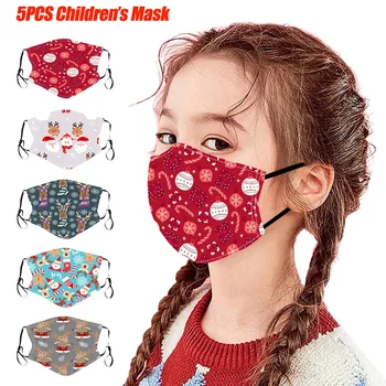 

5pcs Masks 18 Styles Christmas Halloween Print Kids Children Cotton Mouth Masks Washable Reusable Face Masks Filter Mascarilla