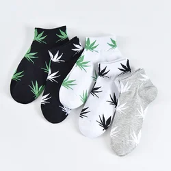 1 Pair Men's Fashion Business Ankle Socks Unisex Weed Hemp Cotton Socks Street Fashion Skateboard Couple Harajuku Trend Socks