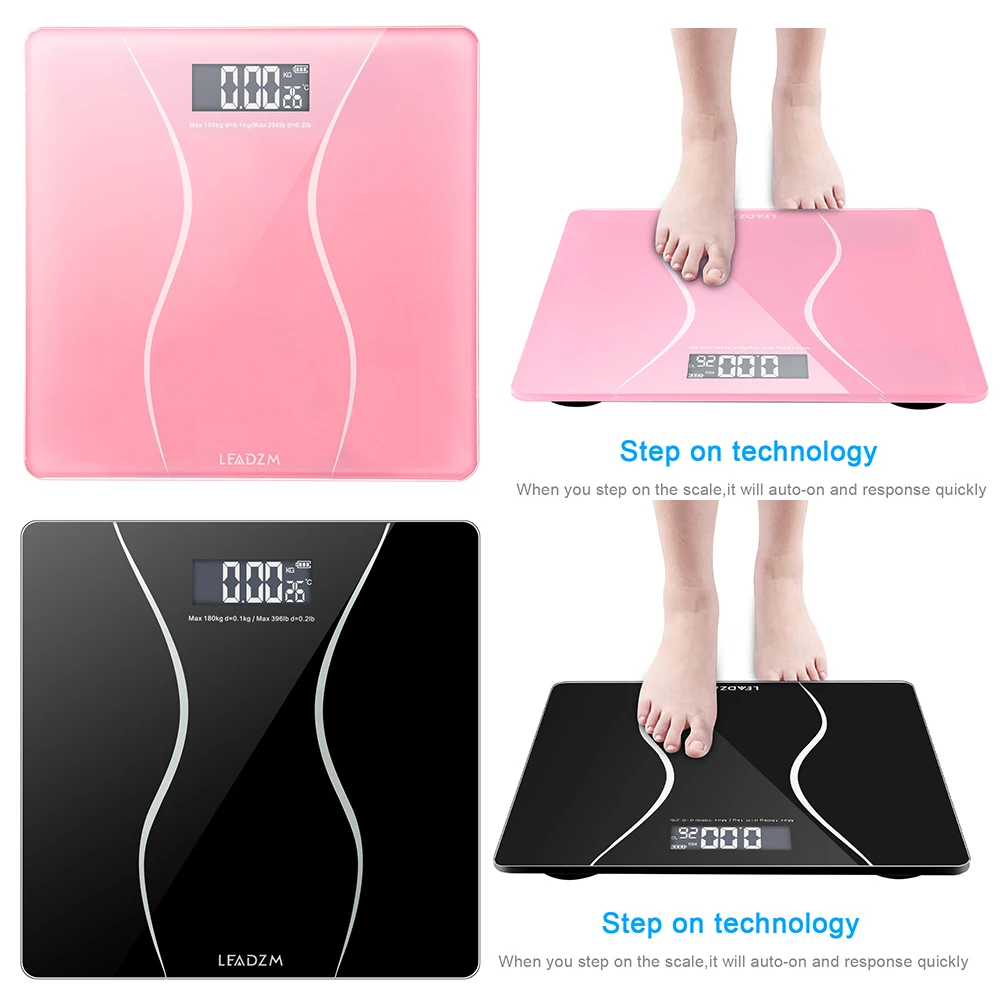 

LEADZM 397LB 180KG Electronic LCD Digital Bathroom Body Weight Scale with Battery US Warehouse Drop Shipping Available