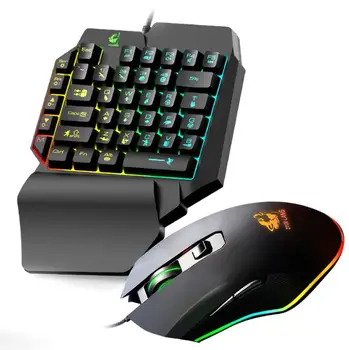 

T1 Wired One Handed Gaming Keyboard Mouse Combo for PUBG PC Gamer Combo Set Ergonomic Design for PUBG PC
