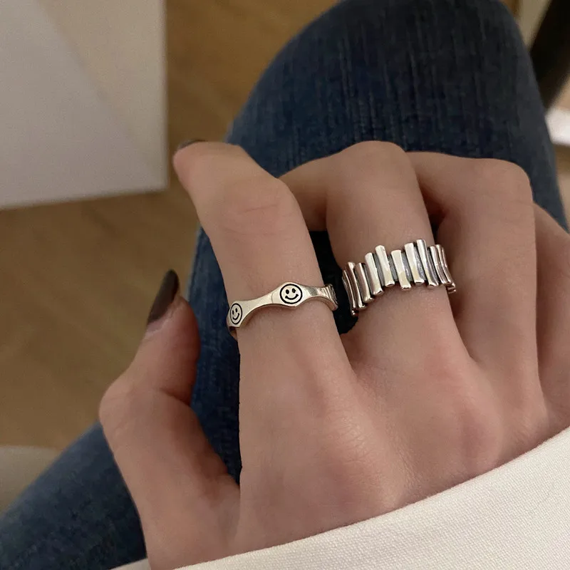Silver Color Ring silver rings silver ring Man Woman Creative Personality Irregular Splicing Trendy Geometric Simple Fashion Temperament Gifts