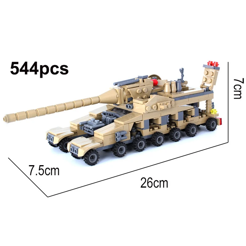  544pcs 16 in 1 Military Weapons Super Tanks Building Blocks Assemblage Educational Bricks Toys For 