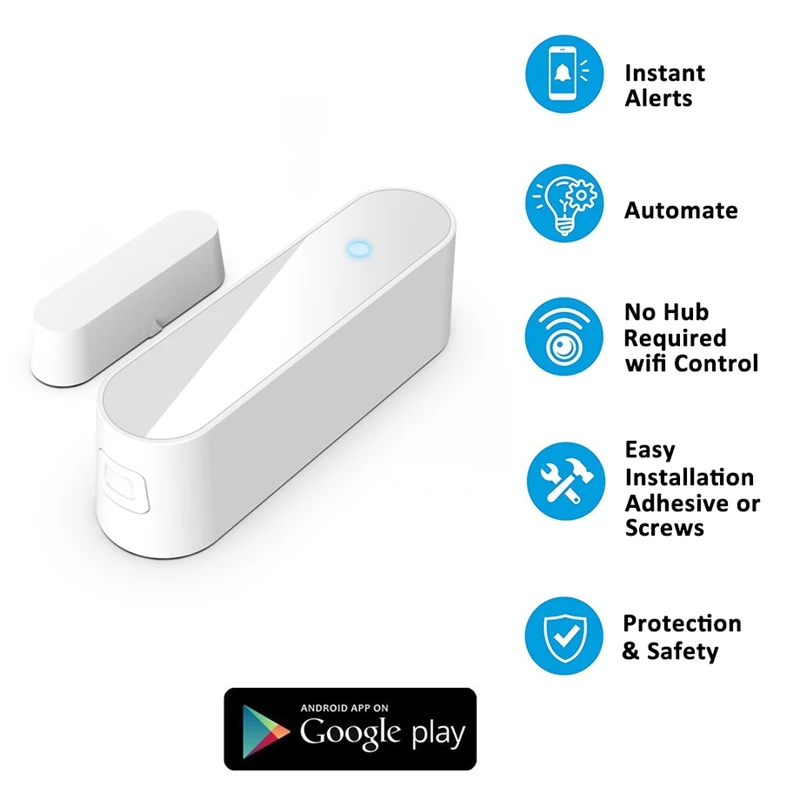 New-Mini WiFi Door Sensor Smart Home Security Window Alarm Support Alexa Google Home IFTTT Tuya APP