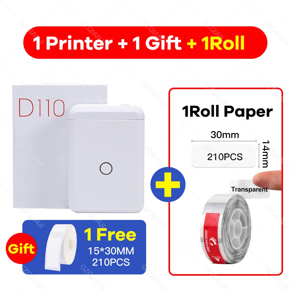 mini thermal printer Niimbot D110 Label Printer Mini Sticker Paper Roll Transparents Wireless Bluetooth Phone Printer Label Price Tag Printing Label small portable printers for travel Printers