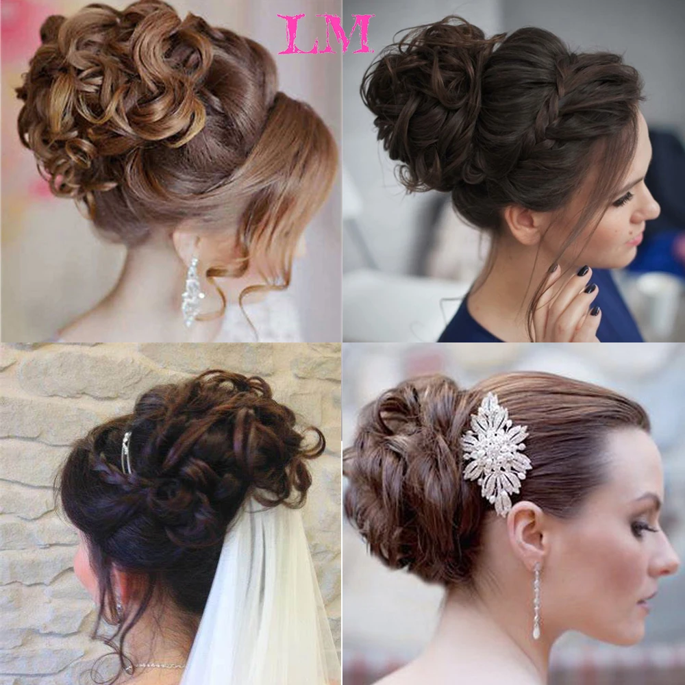 

LIANGMO Synthetic Elastic Hair Scrunchie Curly Chignons Hair Rope Natural Fake Hair Bun Curly Clip in Hair Ponytails Extensions