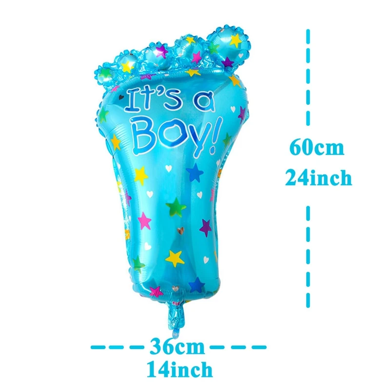 5 шт. милый ребенок душ Фольга воздушные шары Babyshower игры Декор Платье для крестин; украшения его мальчик девочка Пол раскрыть Вечерние - Цвет: 1pcs blue feet