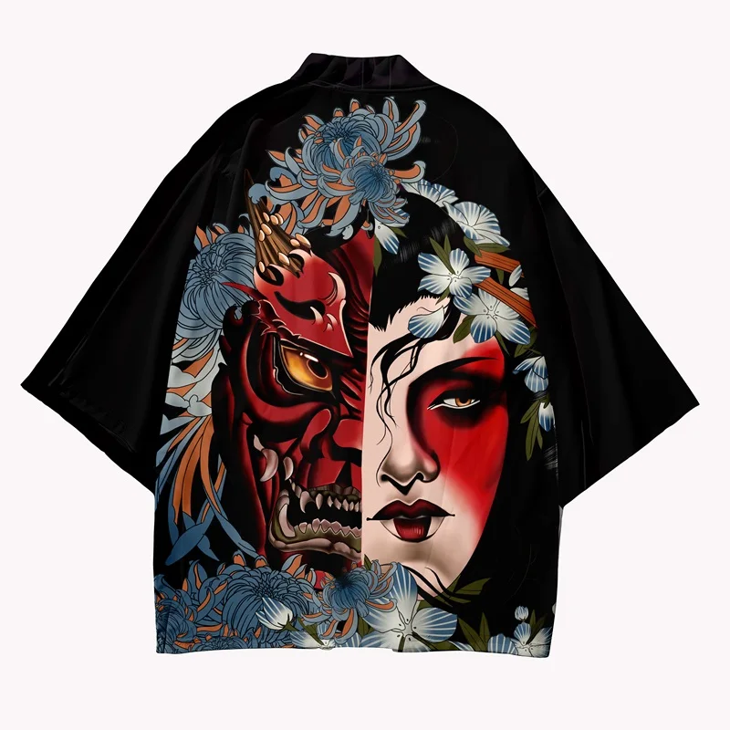 Japanese Kimono Cardigan Men Shirt Asian Streetwear Japanese Robe Kimonos Harakuju Samurai Costume Men'S Haori Yukata 31208