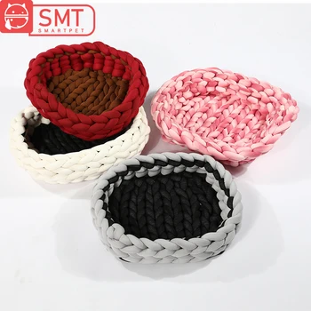 

Smartpet Handmade Knit Cat Beds Cave Warm Soft Small Dogs Kennel Puppy Kitten Bed Basket Sleeping Bag Detachable DIY Pet House