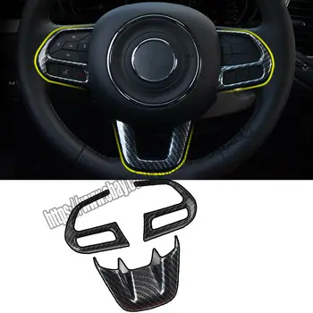 

Fit For Jeep Compass 2017 2018 Carbon Fiber Style Steering Wheel Panel Trim 3pcs Car modification Car accessories
