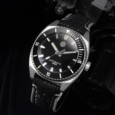 without date Мужские часы San Martin из титана с сапфировым стеклом SW200 с кожаным ремешком t Shark, суперлюминесцентные Автоматические наручные часы для мужчин - Цвет: without date