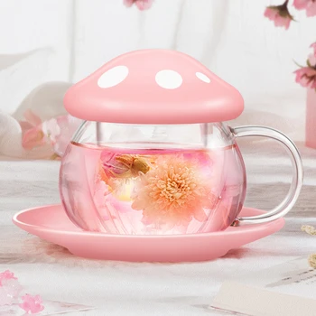 

Cute Glass Cup with Lid Yellow Transparent Girl Gift High Capacity Student Juice Milk Glass Cup Home Container Creative MM60BLB