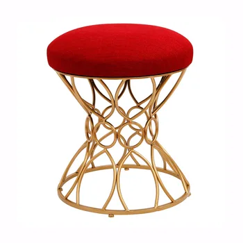 

Nordic INS Makeup Stool Bedroom Nail Shop Princess Chair Modern Minimalist Iron Gold Dresser Stool Dining Room Chairs