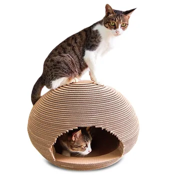 

One litter dual-purpose corrugated paper cat house four seasons universal spherical cat nest grab board cat grinding claw toy co