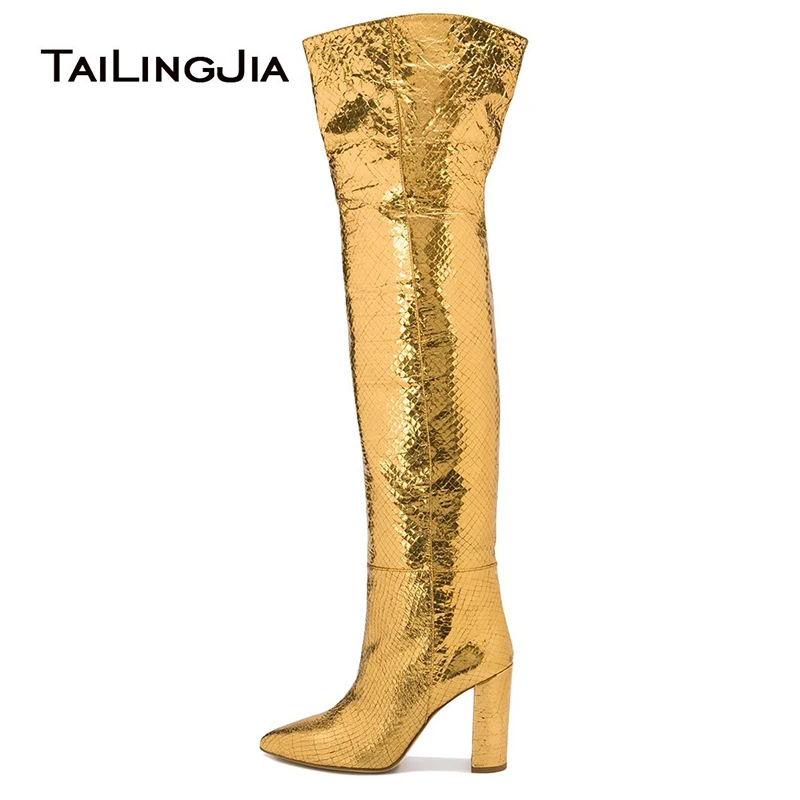block heel thigh boots