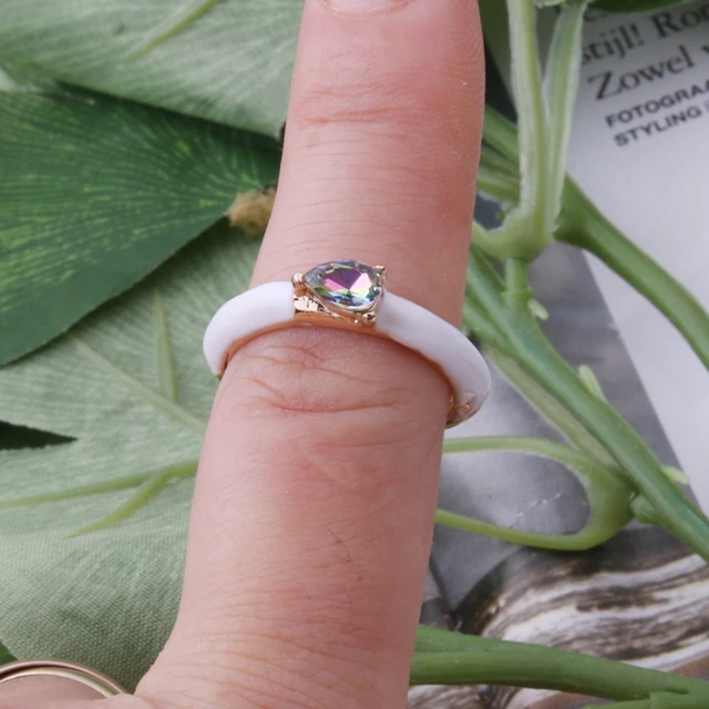 NeeFuWoFu Y2K Multicolor Enamel Dripping Oil Open Ring For Women, Adjustable  Gold Plated Chunky Finger Rings Party Jewelry 31