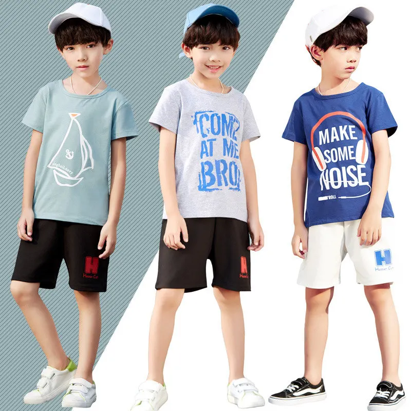 

SAILEROAD 4-13 Years Children Clothes Set Boys Clothing Kids Fashion T Shirt Set Teens Cartoon Letters Printed Clothes Costume