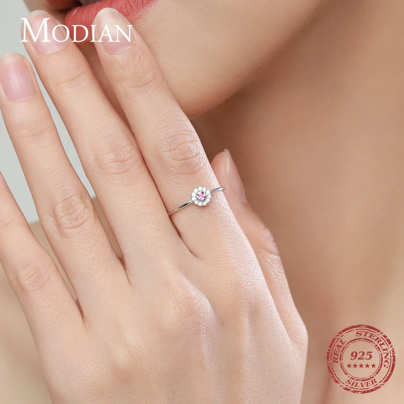 925本物のシルバー繊細な赤いクリスタルリング,女性のための小さな指のリング,結婚指輪,ファッションステートメント Aliexpress