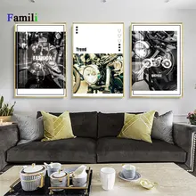 Living Room HD impreso lienzo Modular carteles Vintage motocicleta marco pared arte pintura hogar Decoración cuadros