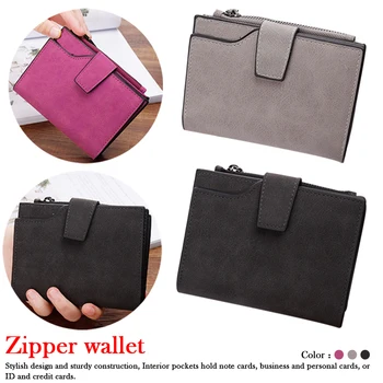 

Frosted Short Wallet Female Zipper Short Paragraph Simple Ladies Card Package Student Small Coin Purse Leather Wallets Women