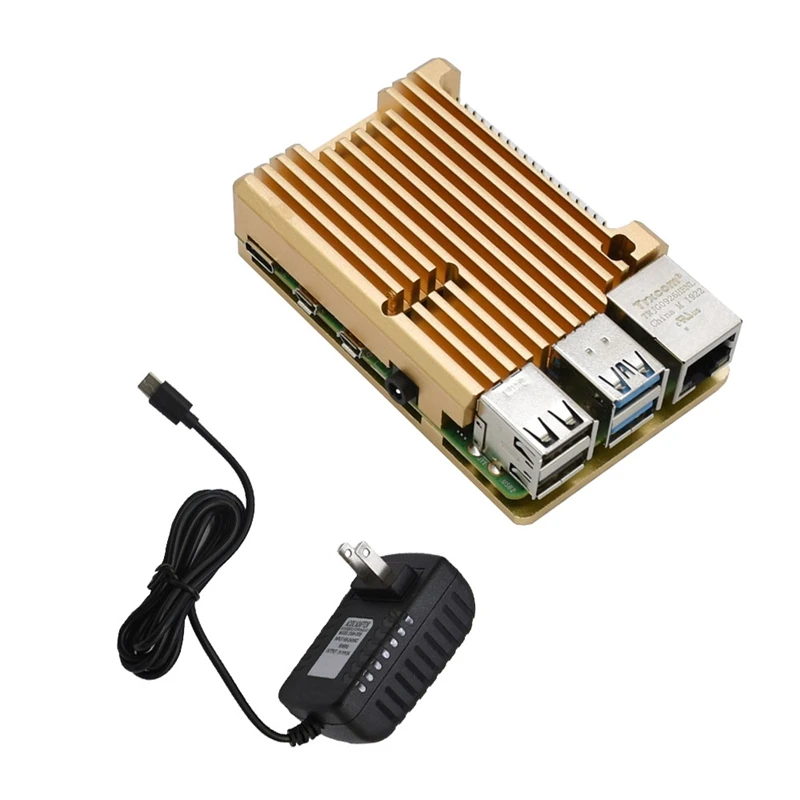 Для Raspberry Pi 4B 4G ram DIY Kit Поддержка 2,4/5,0 GHz wifi Bluetooth 5,0 с алюминиевым ЧПУ сплав защитный Золотой чехол 5V 3A P