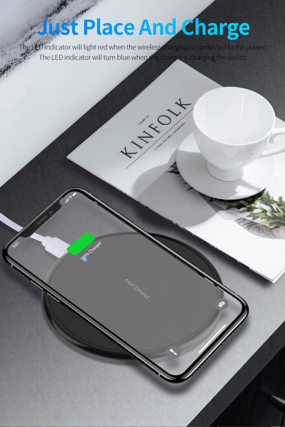 Wireless Charger 10W Quick Charge For iphone 8 Plus X XR Wireless Charging Adapter For Samsung S8 S9 Fast Qi Wireless Charger 48