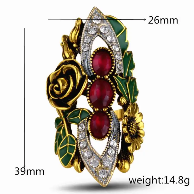 L'amour& ma Maxi Boho эмалированные листья розы кольца для женщин Роскошные Кольца с кристаллами массивные ювелирные изделия бижутерия
