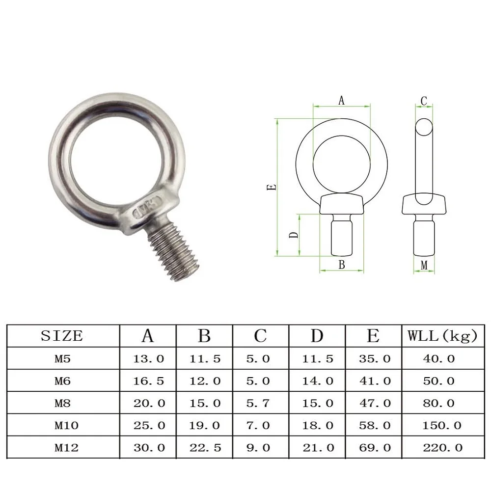 5個304ステンレス鋼jis 1168リフティングリングアイボルトM5 M6 M8 M10 M12ヘビーデューティ糸アイボルト AliExpress