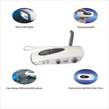 

[Seven Neon]Emergency Crank Flashlight/alarm/Mobilephone Charger FM/AM Radio Bright camping light tourch