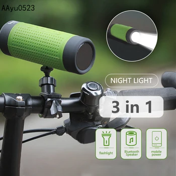 

3in1 Outdoor Bicycle Waterproof Portable Wireless Bluetooth Speaker FM Radio +Power Bank +Flashlight+Bike Mount