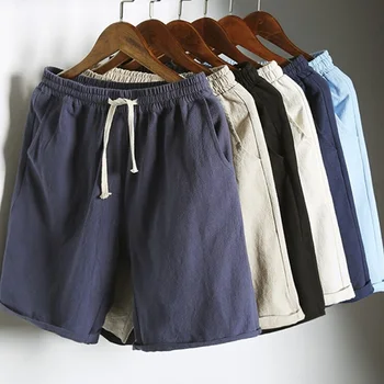 

Mens Summer Shorts Cotton Linen Solid Drawstrings Waist Short Pants Casual NYZ Shop
