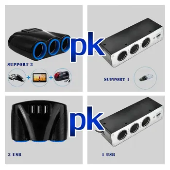 

Hot Onever 3.1A 12V Car Charger 3 in 1 Cigarette Lighter Splitter Power Adapter USB Car-charger Socket For IPhone IPad Phone DVR