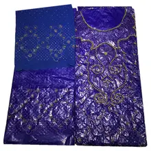 Африканская кружевная ткань высокого качества Базен riche getzner Новая индийская свадебная ткань морская парча с бисером камень 7 ярдов ba085