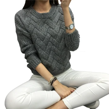 

2020 Autumn And Winter New Korean Style Thick Sweaters O Neck Full Sleeve Solid Women Loose Warm Pullovers 16933