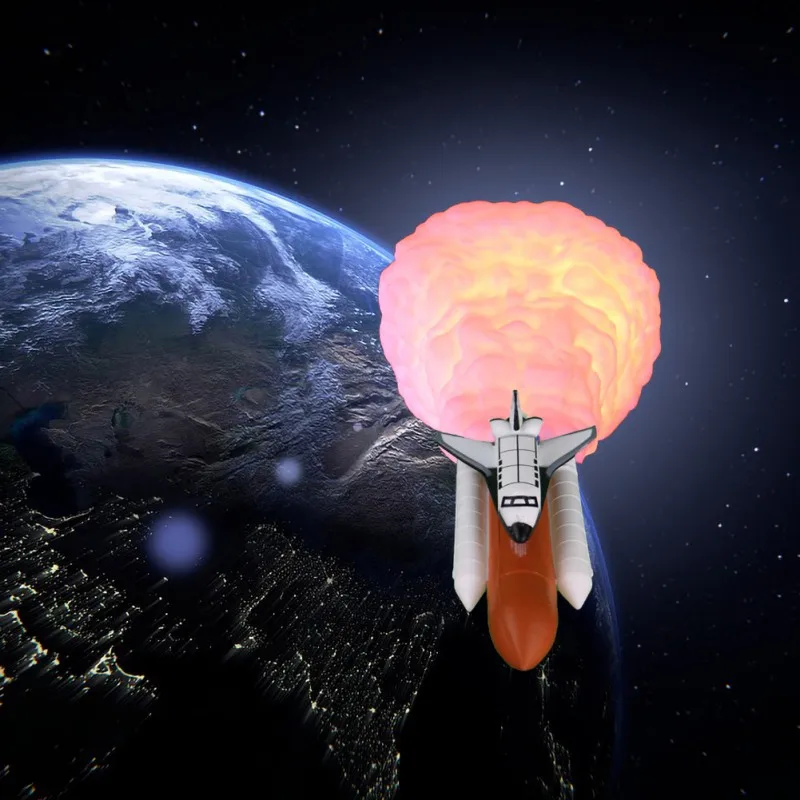 

3D Printing Space Shuttle Rocket Night Light Moonlight For Space Lovers As Room Decoration