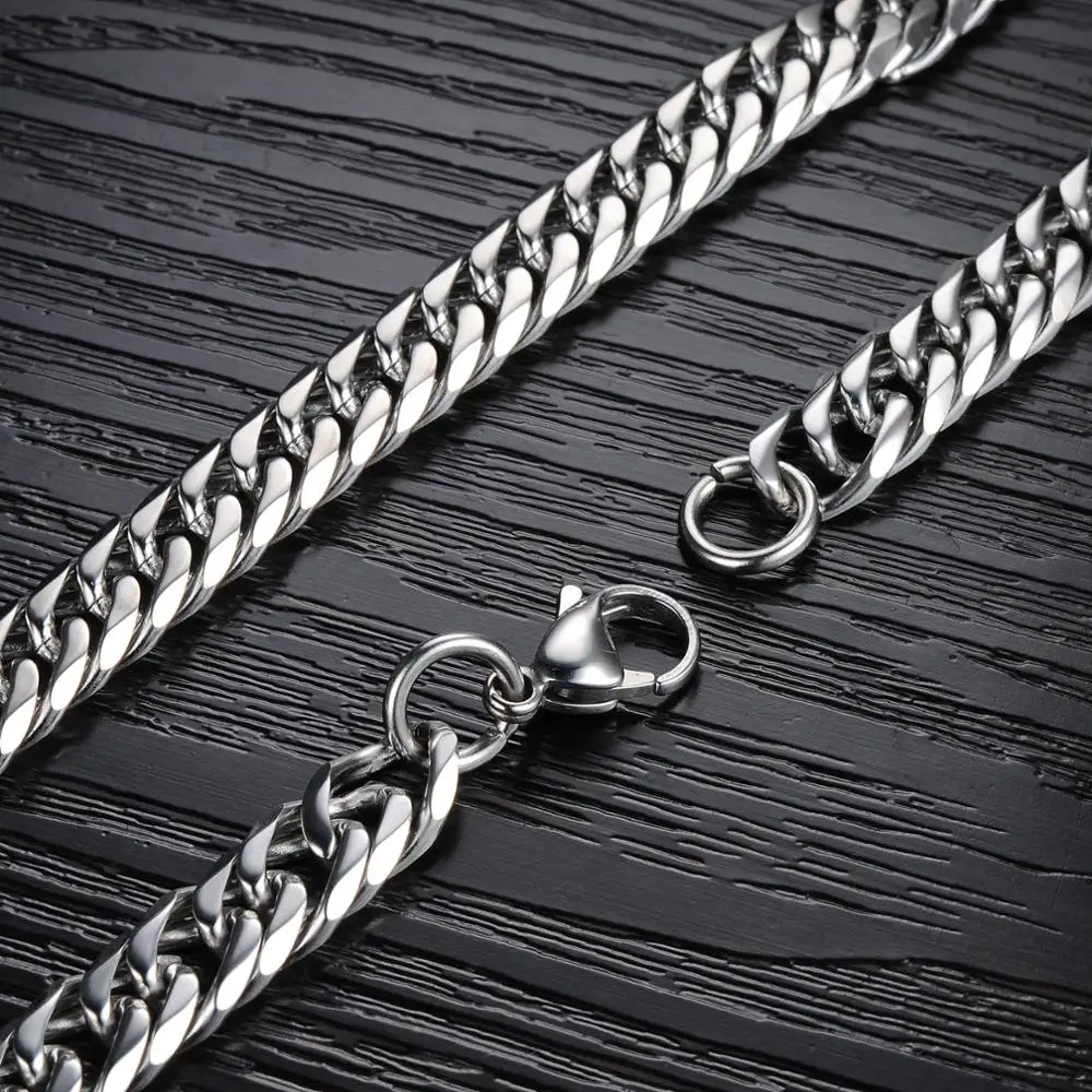 

8 mm Men's Stainless Steel Silver GL719 Curb Link Chain Chunky Necklace