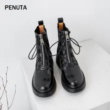 PENUTA/; женские ботильоны на молнии; военные ботинки в стиле пэчворк; сезон осень-зима; botas mujer; дизайнерские ботинки martin в стиле панк; PD9100