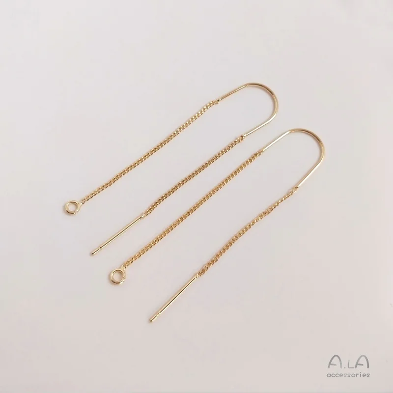 Никогда не Fade14K из чистого золота модные u образные серьги вокруг уха цветок линия