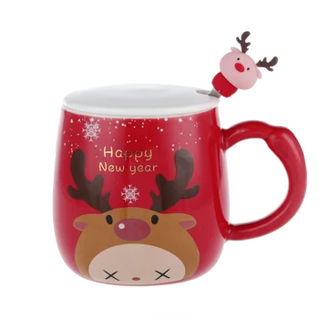 

Christmas Ceramic Coffee Mug with Spoon Creative Personalised Couple Milk Cups Christmas Present Esspresso Cups Drinkware DA60MK