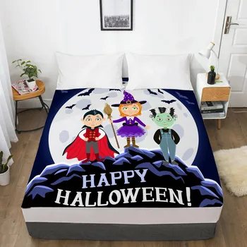 

3D Happy halloween Bed Sheets With Elastic Queen/King,Fitted Sheet for Kids/baby/children,Mattress Cover 150/180/160x200cm