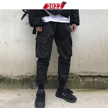 Мужские японские уличные штаны для бега, мужские комбинезоны в стиле хип-хоп, брюки-карго, мужские Модные Спортивные штаны, черные спортивные штаны