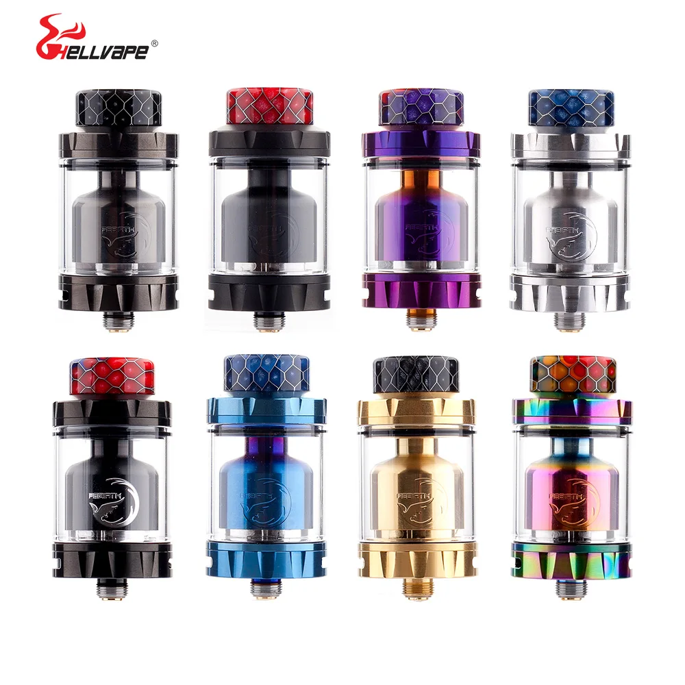 

Original Hellvape Rebirth RTA 25mm diameter vape tank 2ml/5ml atomizer With 810 Resin Drip tip elctronic cigarette for box mod