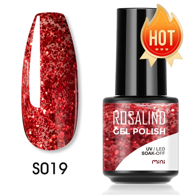 ROSALIND 7ml Gel Polish Semi Permanent Nails Gel Polish Soak Off UV LED Base Top Coat Vernis Nail Art Glitter Gel Varnish SLS-S019