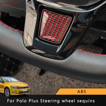 

For Volkswagen VW Polo Plus 2019 Carbon Fiber Steering Wheel Trim Multi-Function Button Patch Interior Full Set