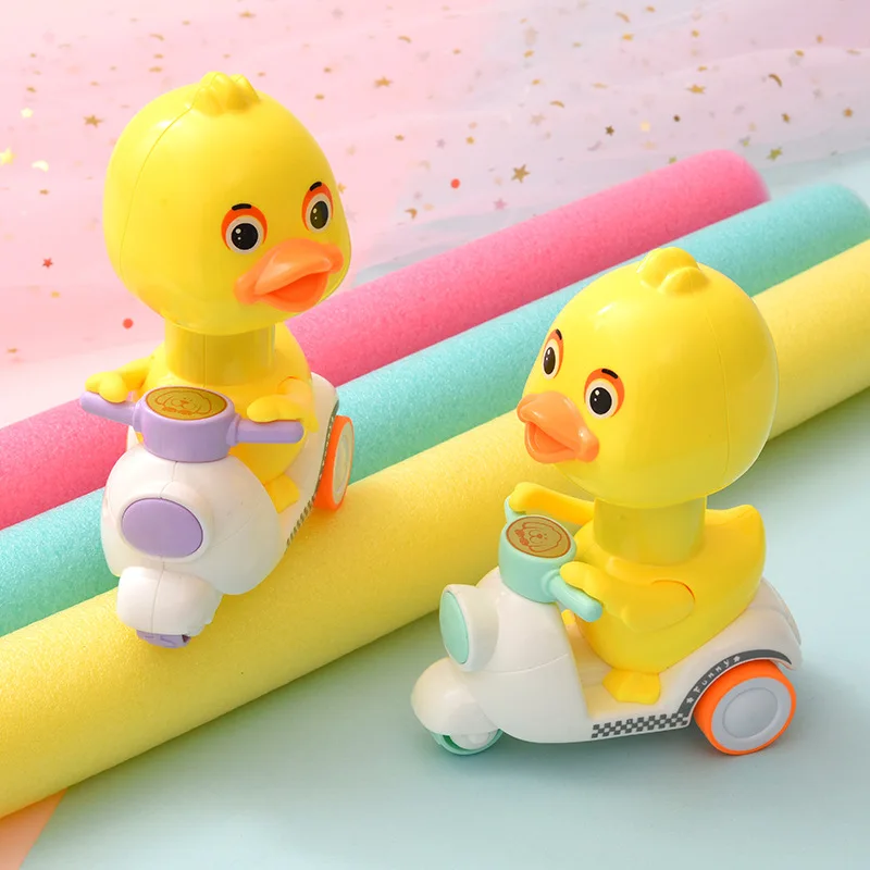 

YT0008 Puzzle Press Little Cute Yellow Duck Toy Child Pull Back Boy Motorcycle Inertia Car for kids Gift