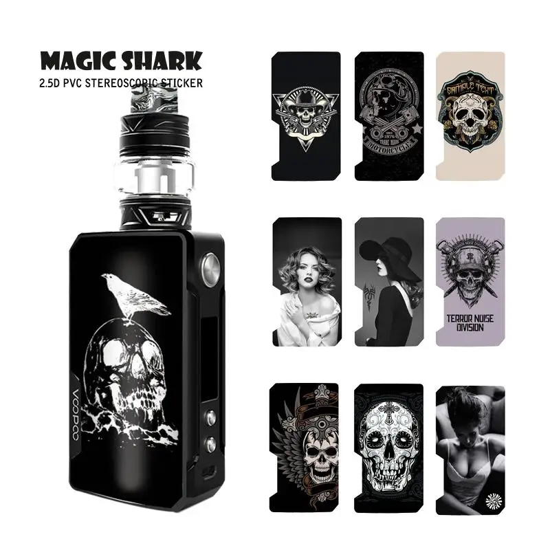 

Magic Shark Vintage Sexy Woman Skull Stylish E Cigarette Waterproof Case Cover Sticker Film for Voopoo Drag 2 II 051-060